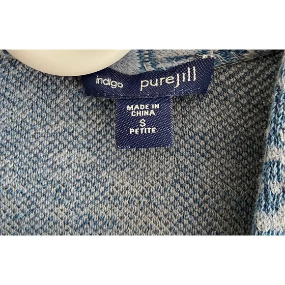 J. Jill Indigo Artisanal Pure Jill Open Front Blue Sweater Petite S - Picture 4 of 11